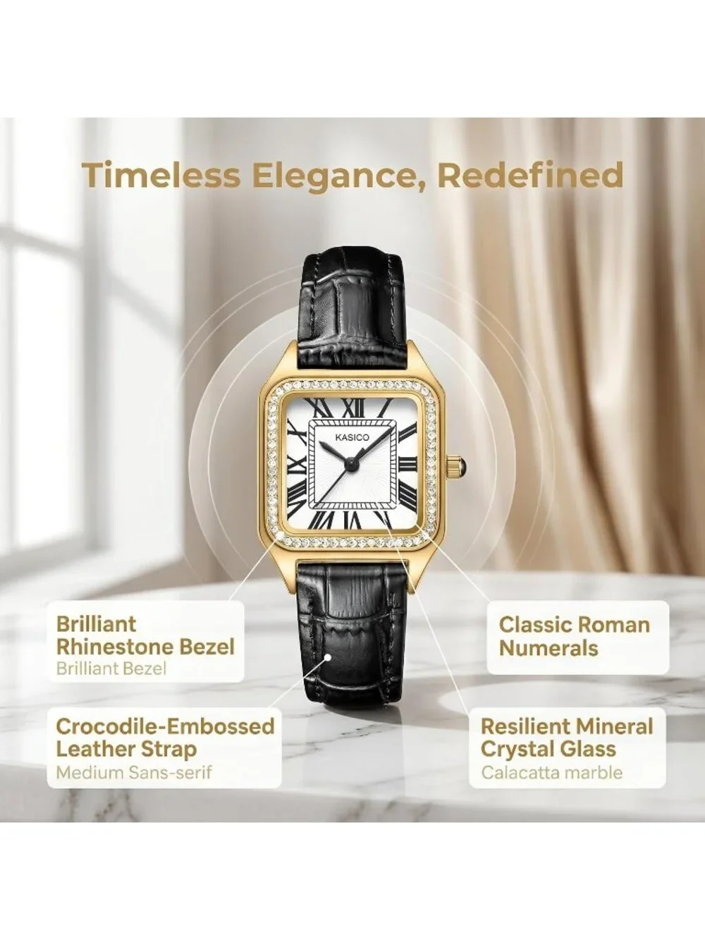 Women's Gold Dainty Luxury Minimalist Roman Numeral Dial Casual Wrist Watch
